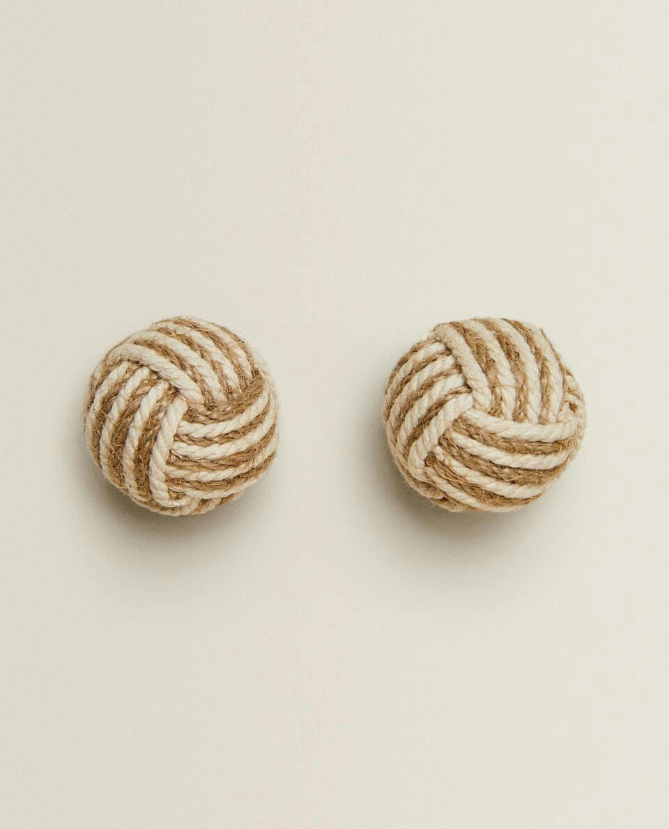 CONTRAST KNOTTED CORD DOOR KNOB (PACK OF 2)