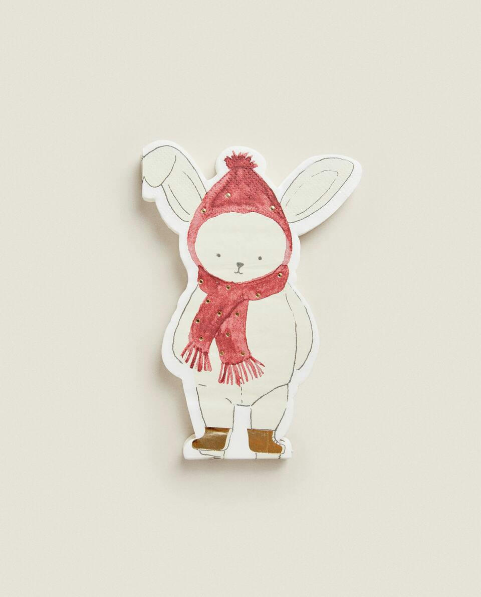 PACK OF CHILDREN’S PAPER NAPKINS WITH CHRISTMAS BUNNY (PACK OF 20)