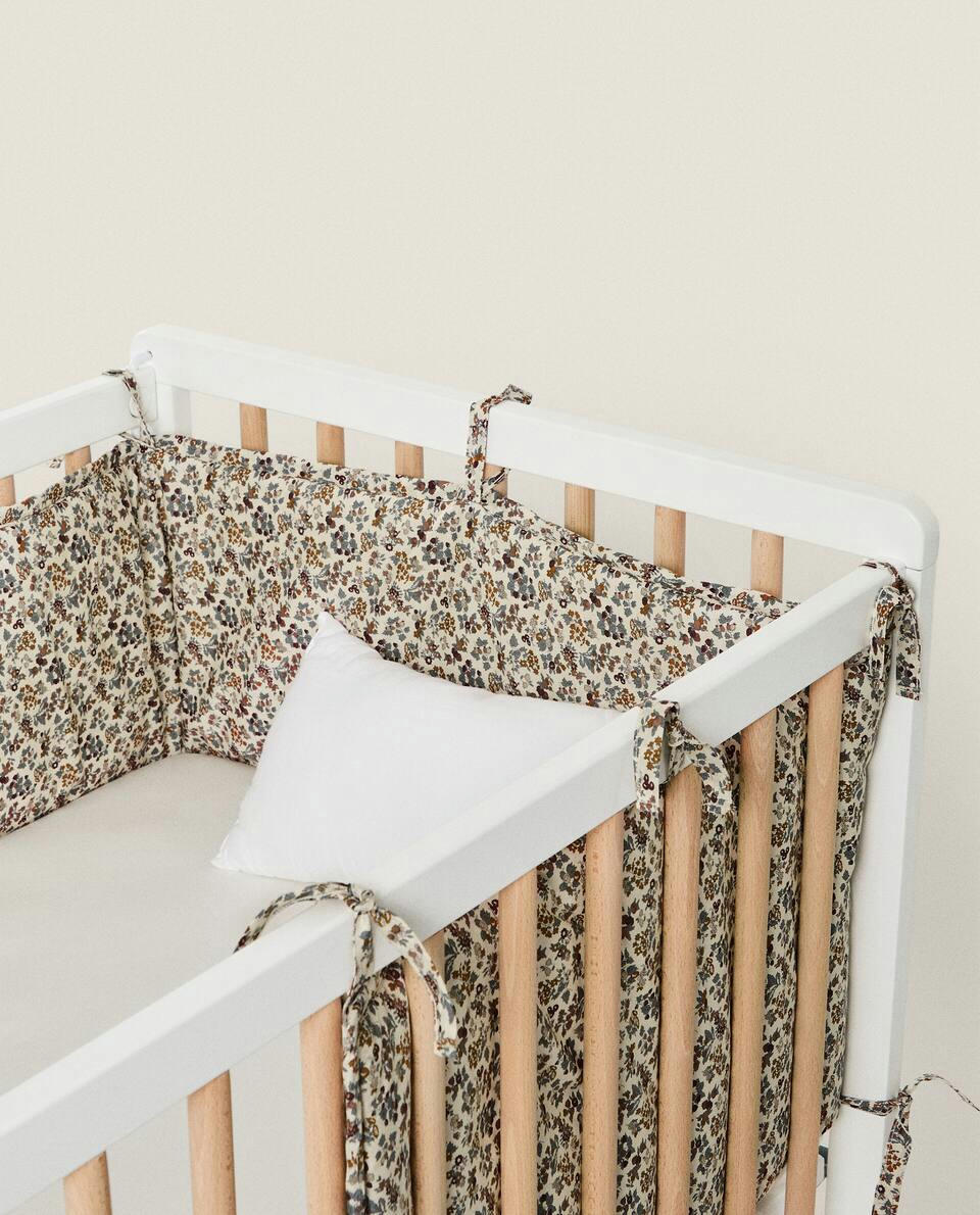 FLORAL PRINT FABRIC CHILDREN’S COT BUMPER COVER