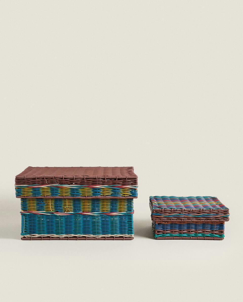 MULTICOLOURED PLAITED BASKET LID