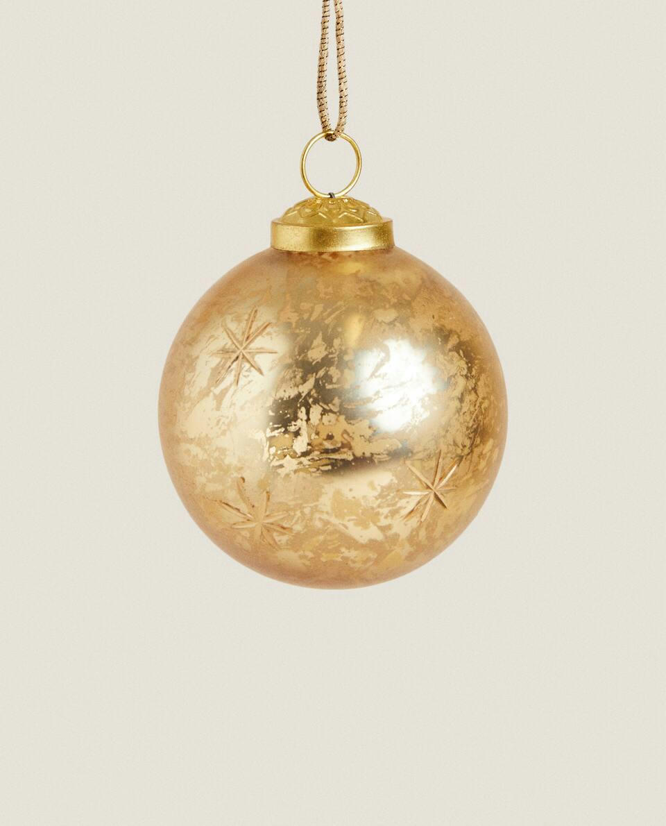 GLASS CHRISTMAS STARS BAUBLE DECORATION