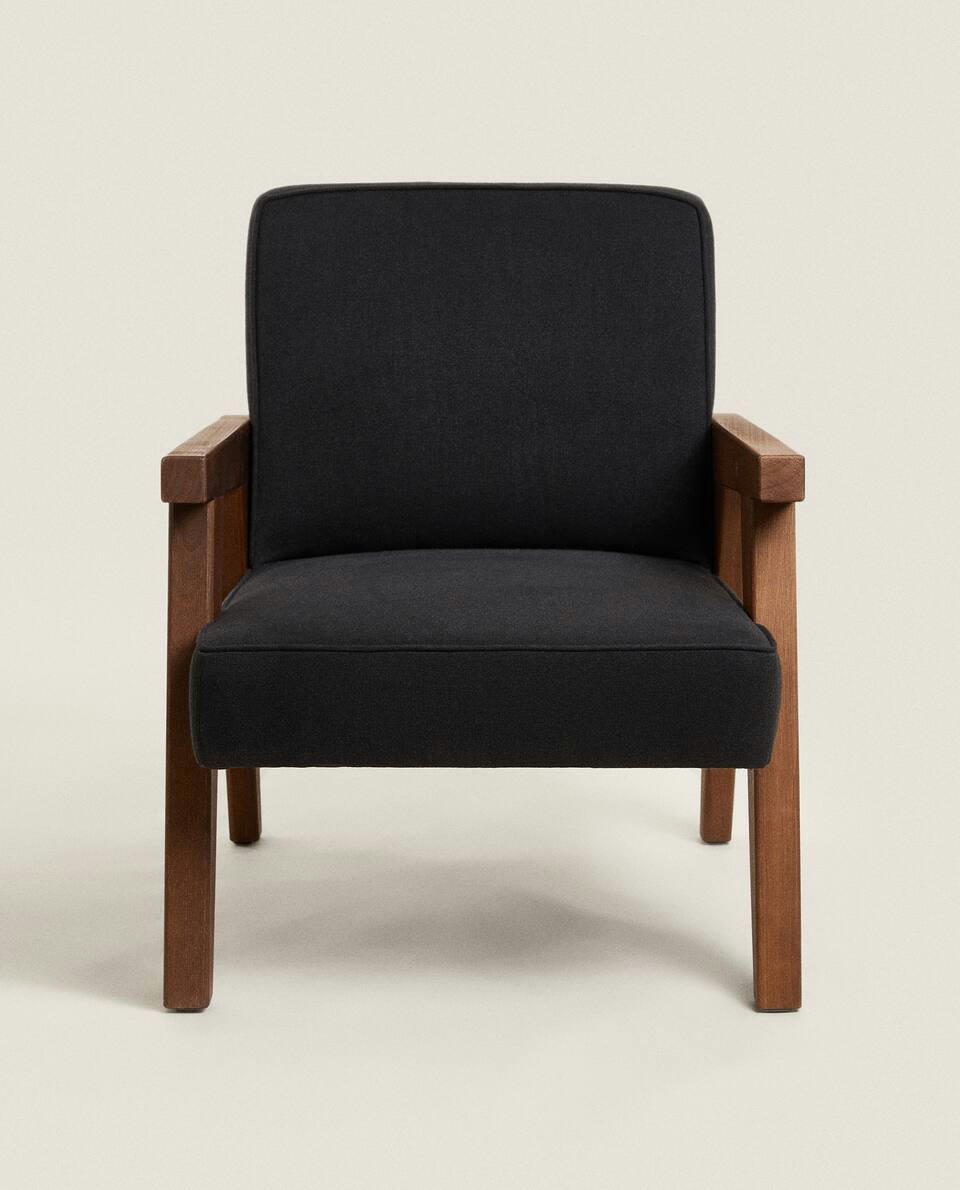ZARA HOME BY BLASCO UPHOLSTERED WALNUT ARMCHAIR