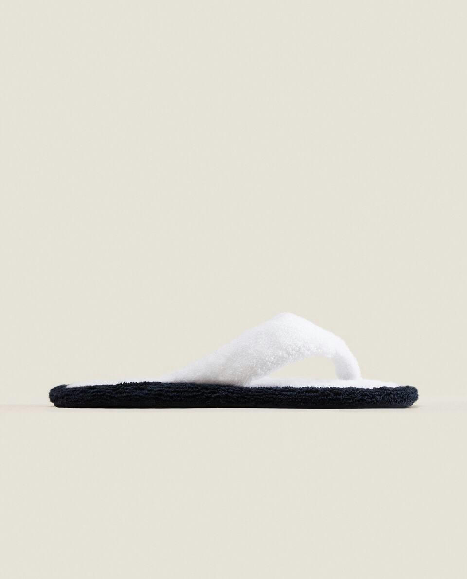 CONTRAST TOWELLING SLIPPERS
