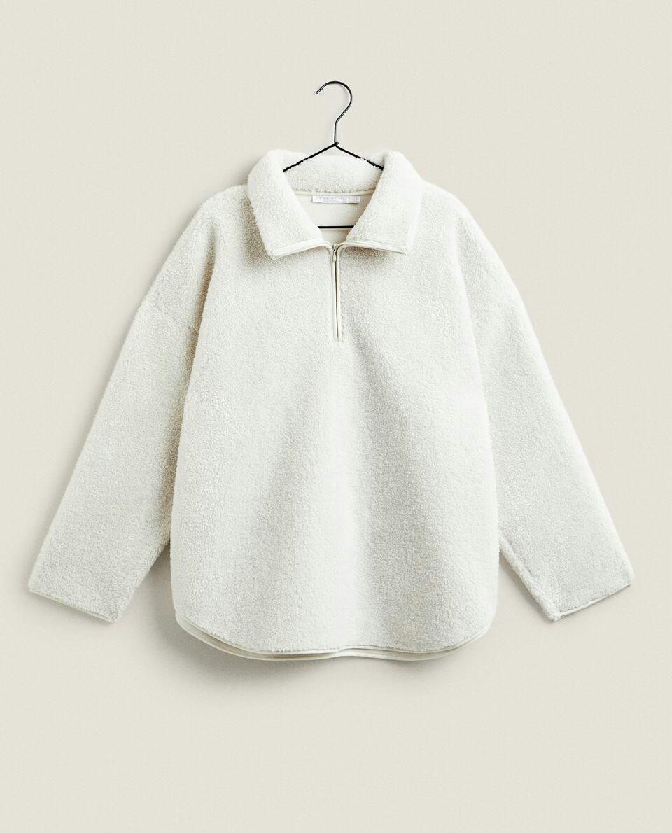 FAUX SHEARLING SWEATSHIRT