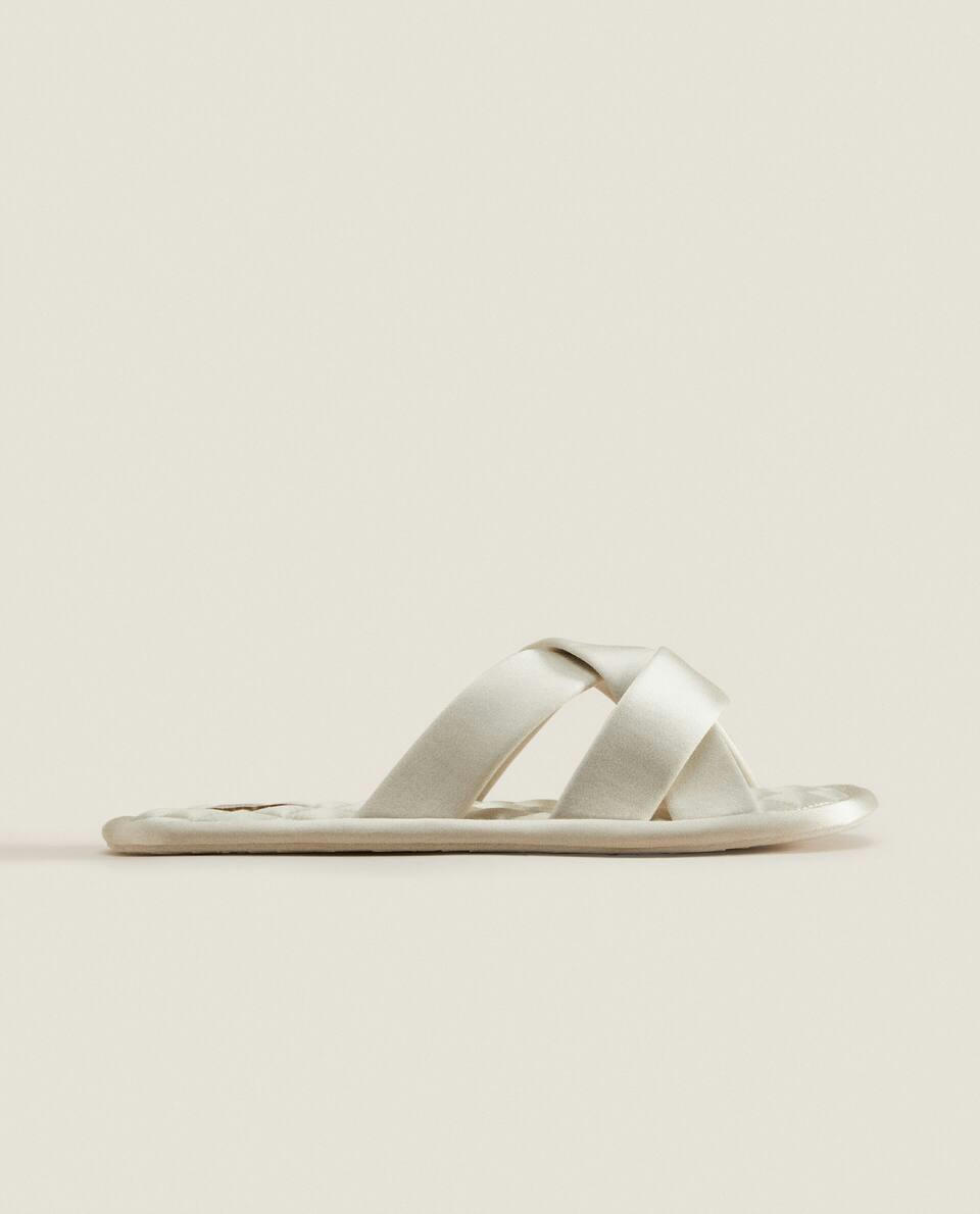QUILTED SATEEN SLIPPERS