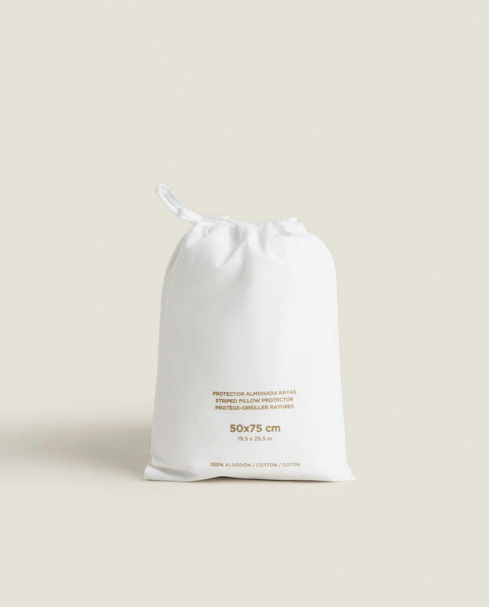 STRIPED COTTON MATTRESS PILLOW PROTECTOR