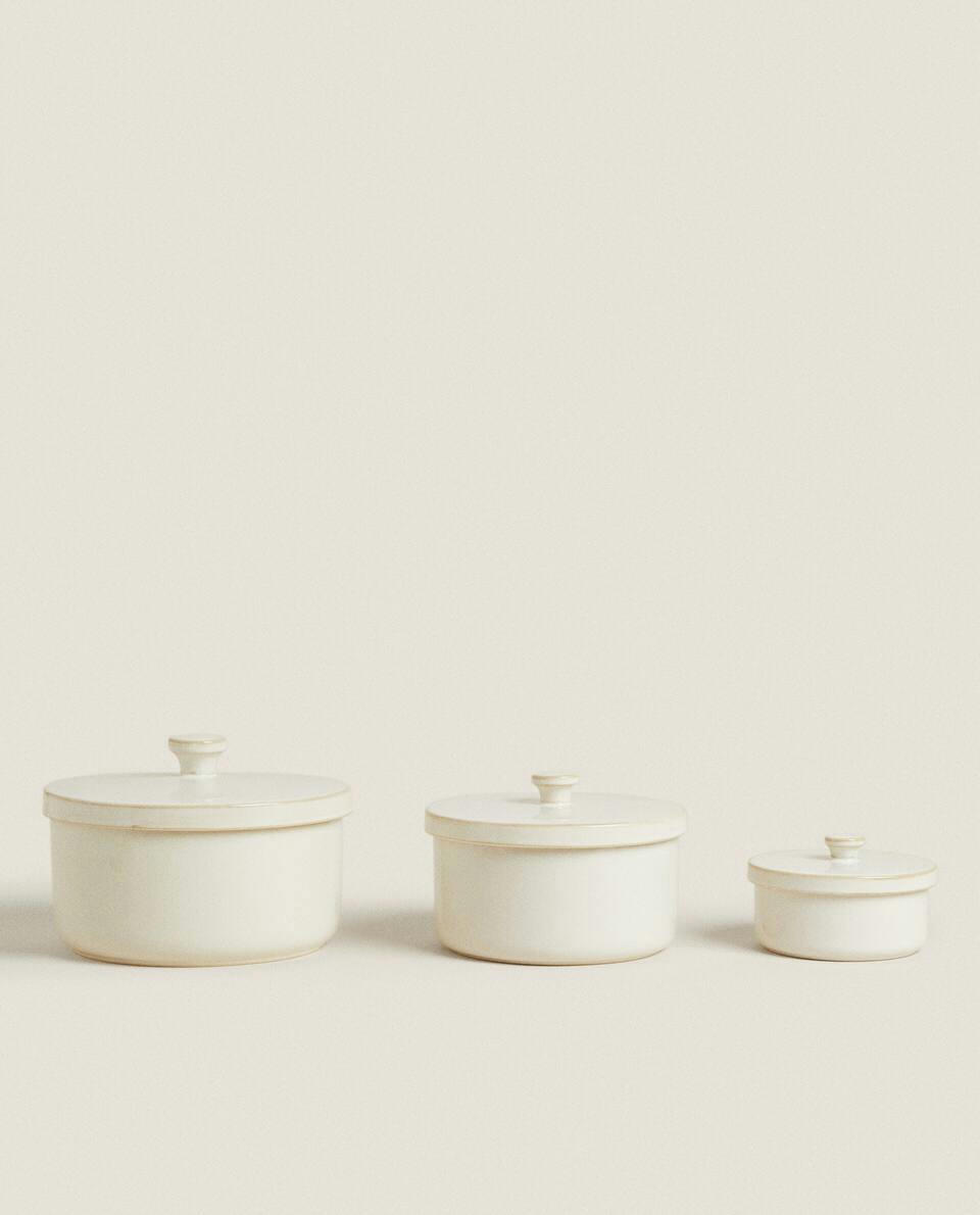 STONEWARE JAR WITH LID
