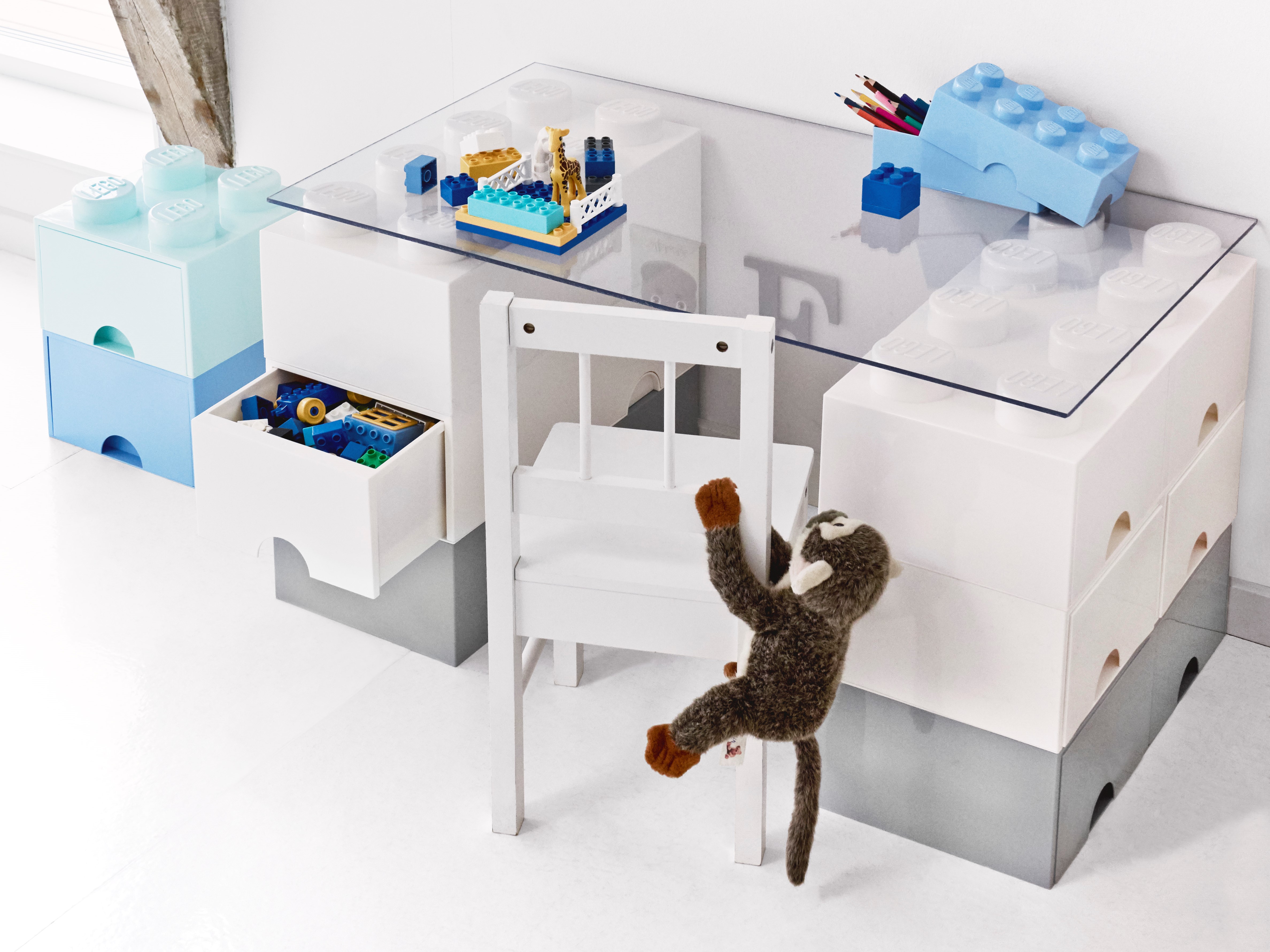 4-Stud Brick Drawer – White